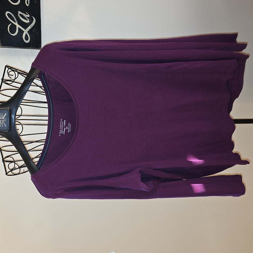 Charter Club Rich Purple Pima Cotton Women's Long Sleeve Top 2X (Christine #11)